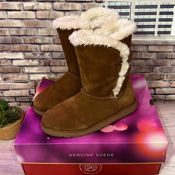 SO Shoes - SO Fireside Chestnut Suede Mid-Calf Boots Women's size 8